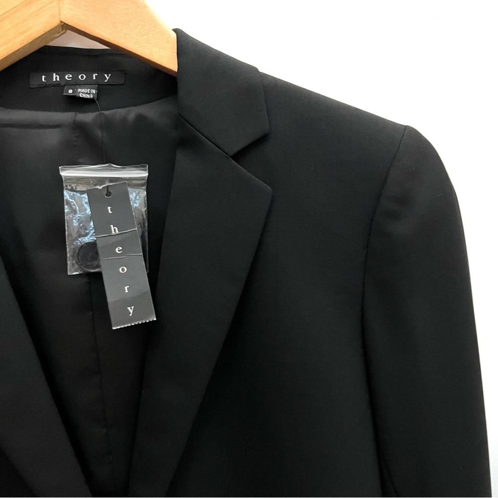 NWT | Theory | Black Wool Blend | Contemporary Women Blazer | Sz Medium - Picture 4 of 16